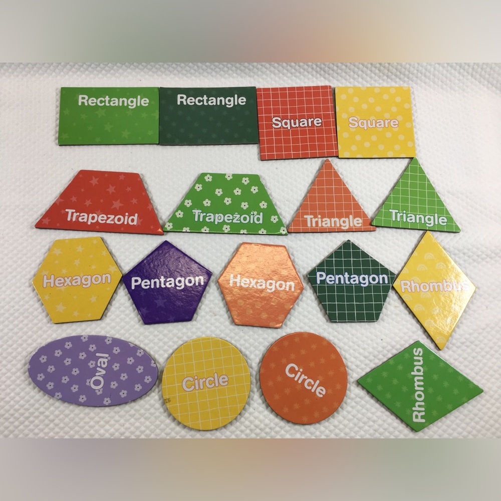 Colorful Shape Matching  Educational Set Of 2D Magnetic Geometric Shapes 16 Pcs